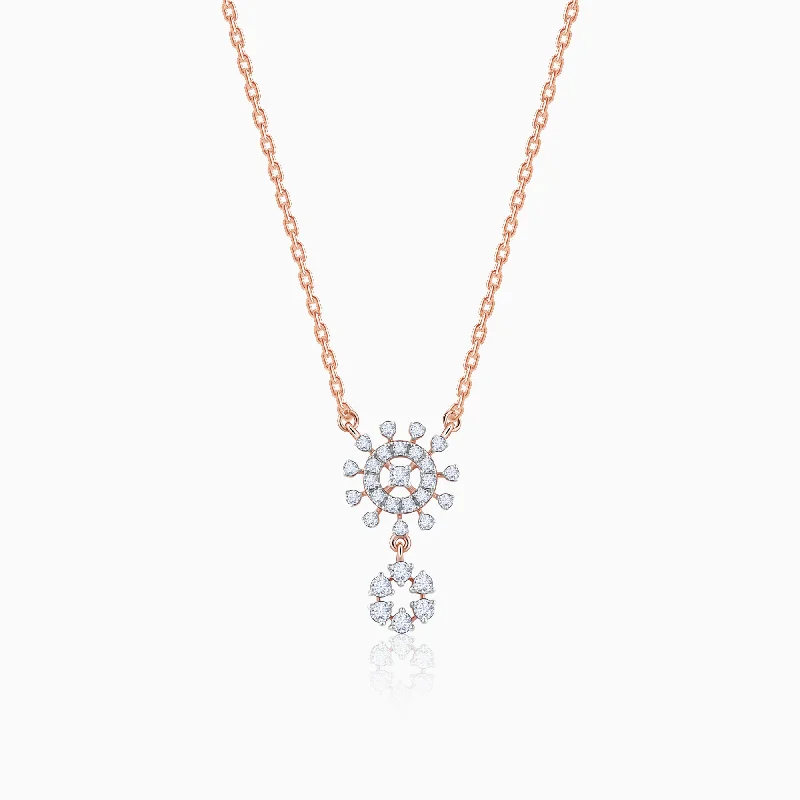 women vintage necklaces -Rose Gold Floral Glimmer Diamond Necklace