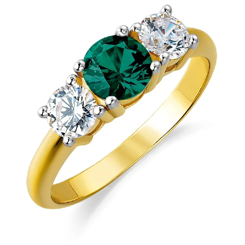 women engagement rings -Tru-Emerald Trilogy Ring