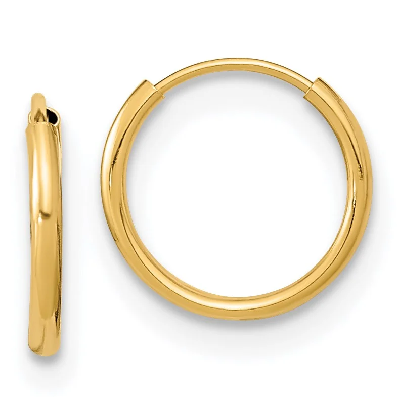 women long drop earrings -14KT Yellow Gold 9MM Childrens Hoop Earrings