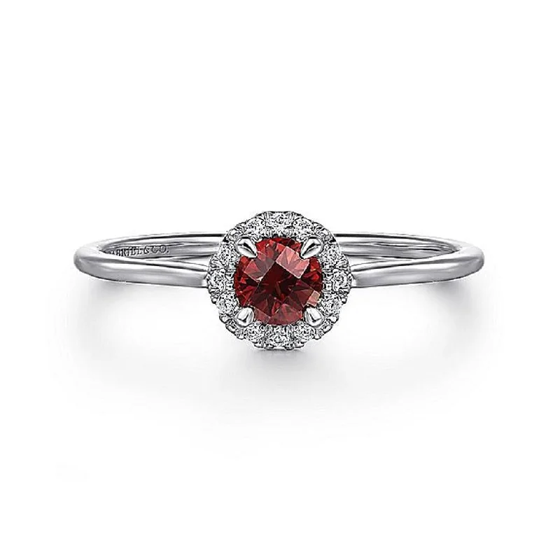 women antique engagement rings -Gabriel 14Kw Garnet & Diamond Ring