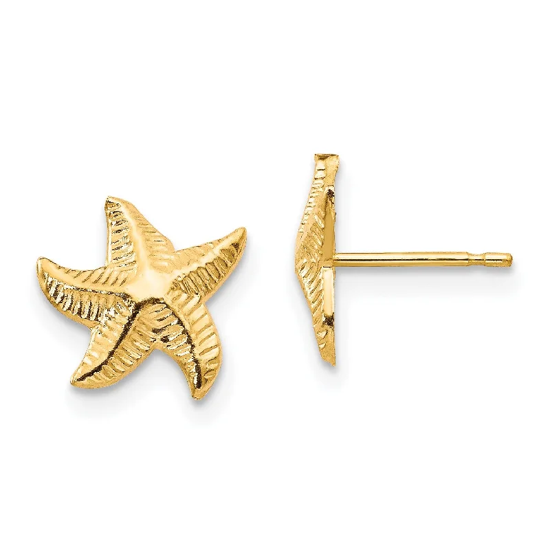 women clip-on earrings -14KT Yellow Gold  Starfish Earrings