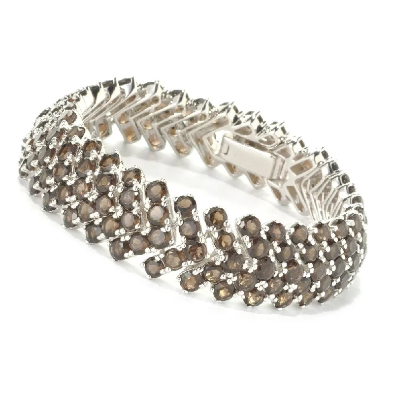 women crystal bangles -Sterling Silver Quartz Chevron Link Bracelet