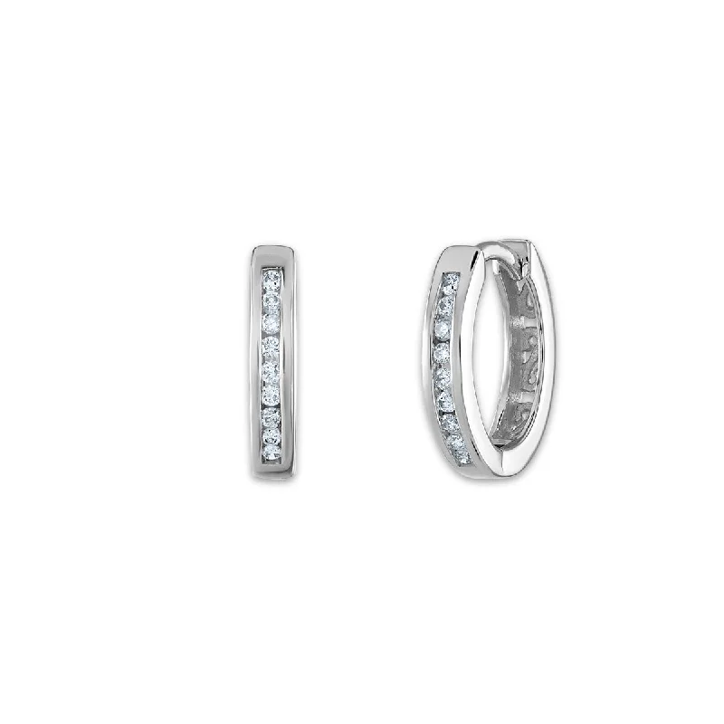 women long earrings -1/10 CTW Diamond Hoop Earrings in 10KT White Gold