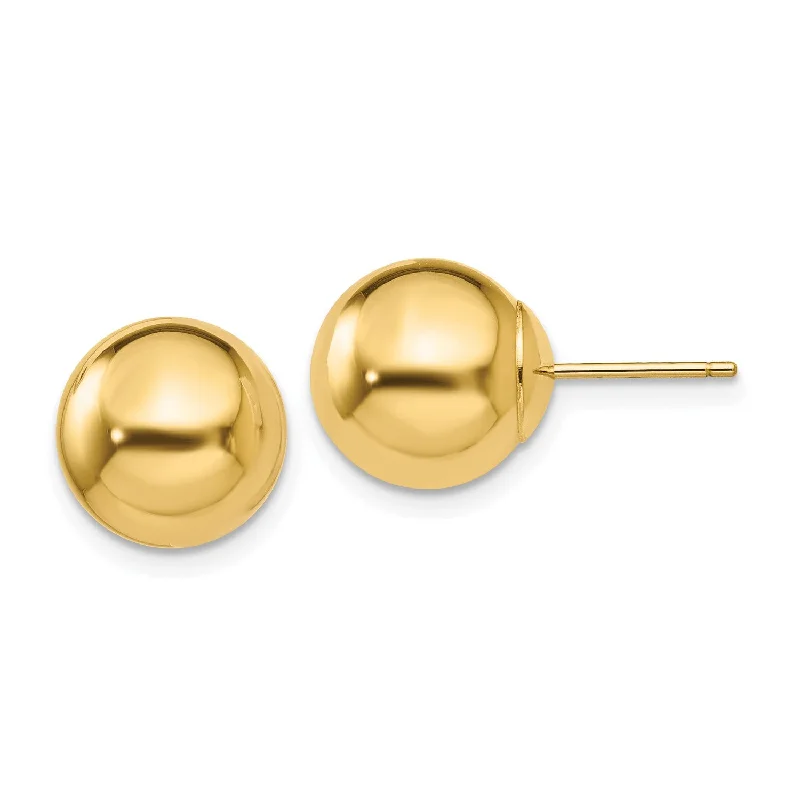 women fashion dangle earrings -14KT Yellow Gold 10MM Ball Stud Earrings