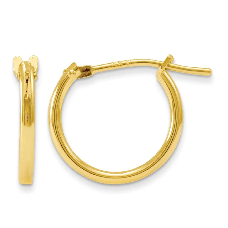 women modern earrings -14KT Yellow Gold 11MM Hoop Earrings