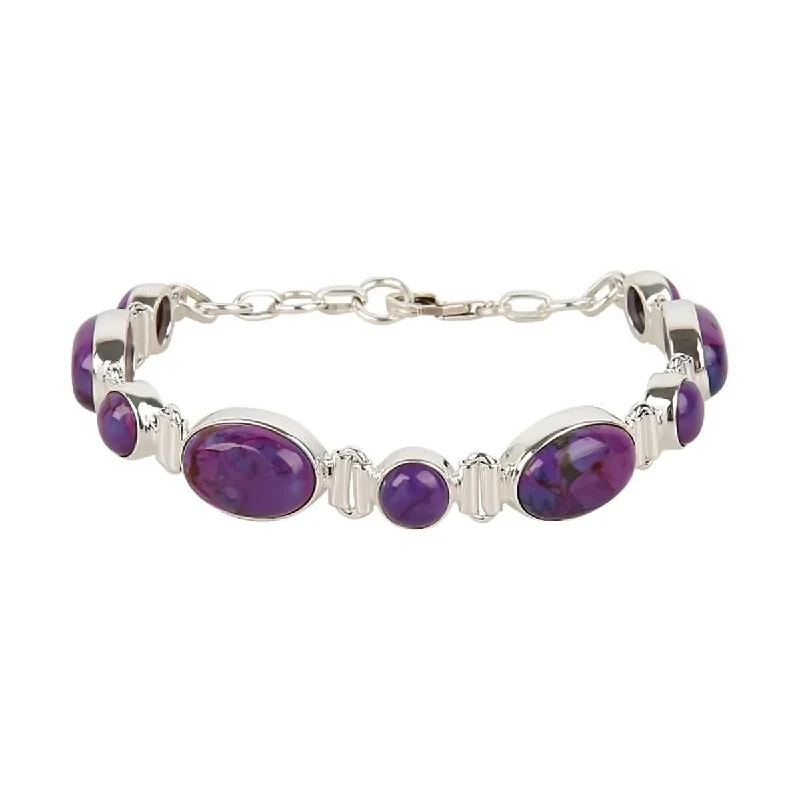 women heart-shaped bracelets -925 Sterling Silver Purple Mohave Turquoise Chain & Links Bracelet