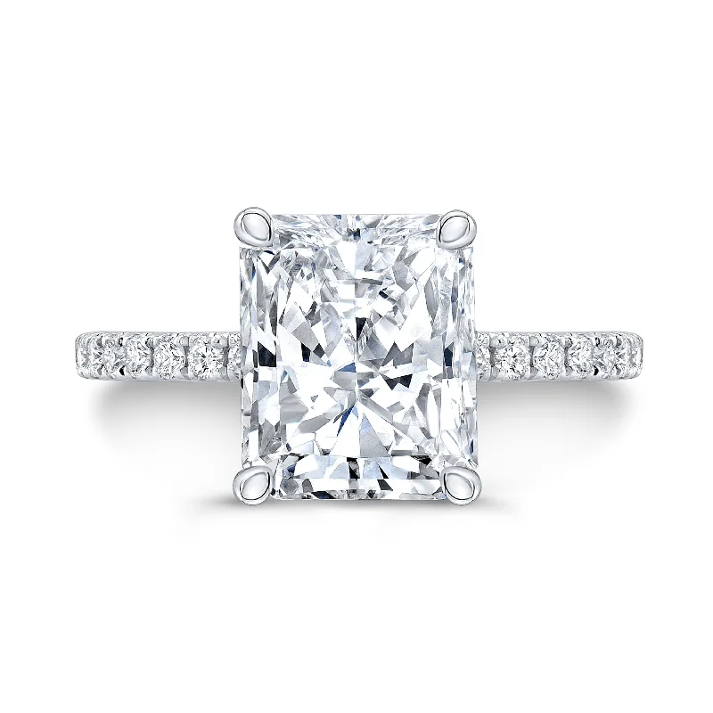 women alternative engagement rings -3.60 Ct Radiant Cut Hidden Halo Engagement Ring J Color VS1 GIA Certified