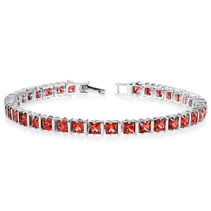 women stackable bangles -13.75 ct Garnet Tennis Bracelet in Sterling Silver