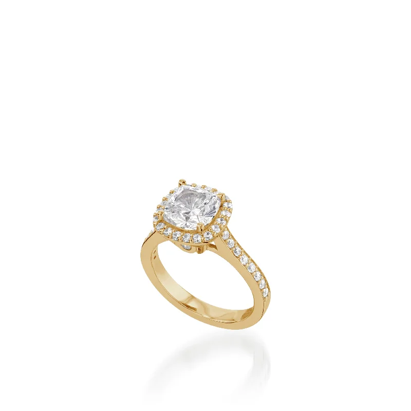 women adjustable engagement rings -Satin Cushion Yellow Gold  Engagement Ring