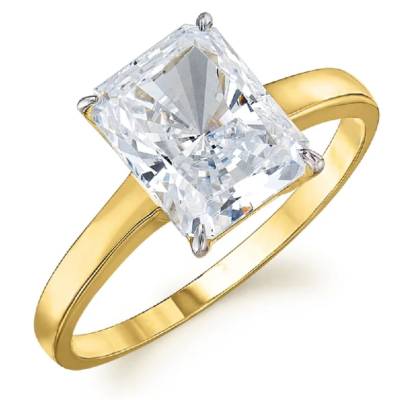 women stackable engagement rings -Radiant Cut Solitaire Ring