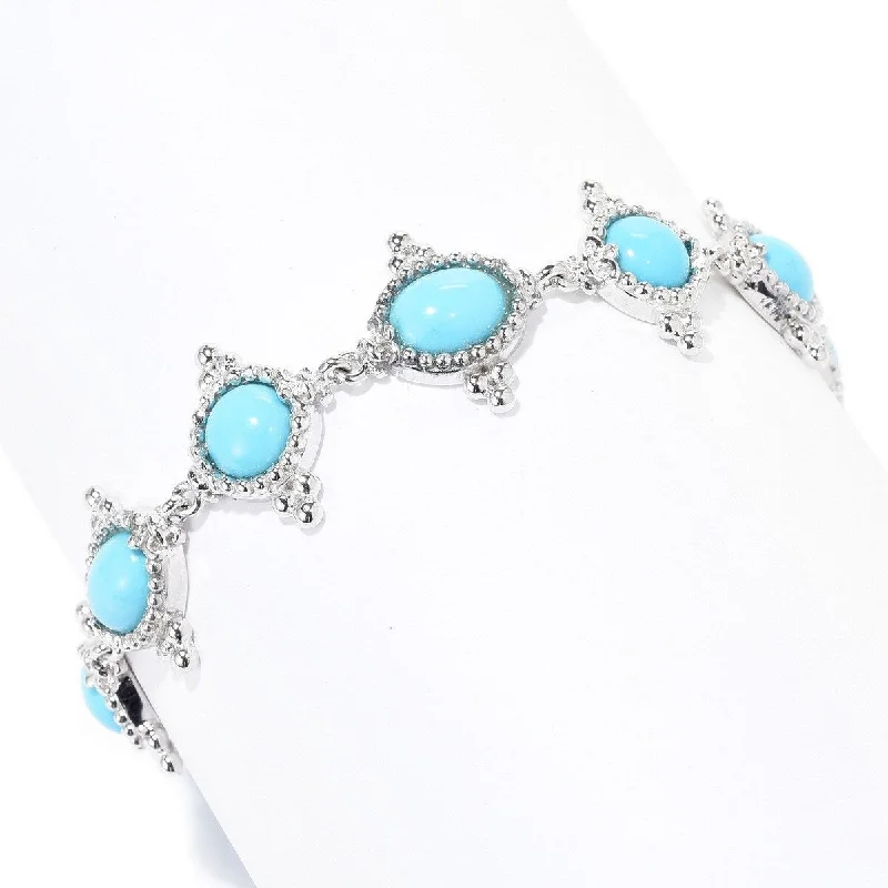 women personalized bracelets -Dallas Prince Sterling Silver Sleeping Beauty Turquoise Toggle Bracelet. Collection: Turquoise Obsession.