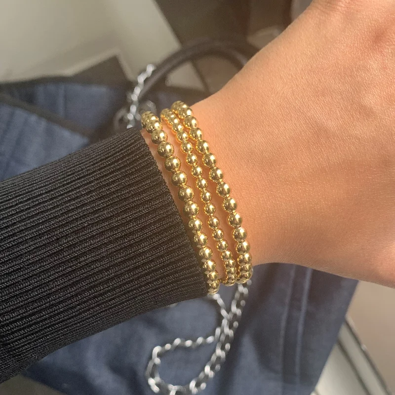 women custom bangles -Joelle Beaded Bracelet 18k Gold Stretch 5mm