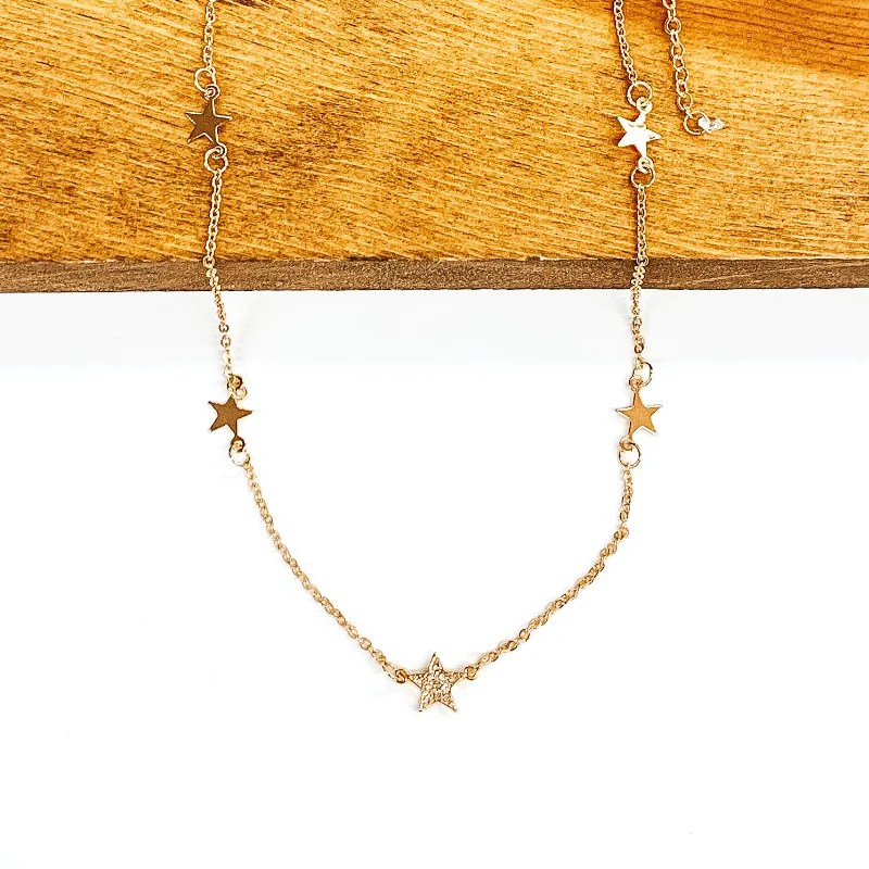 women sterling silver necklaces -Star CZ Necklace in Gold