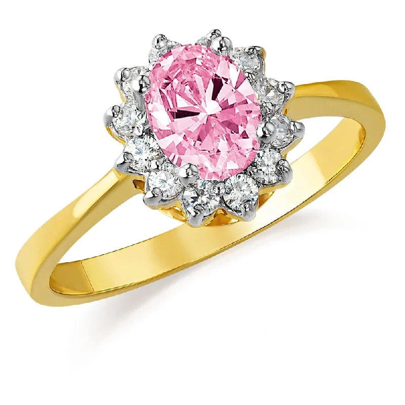 women wedding rings for women -Pink Cluster Ring