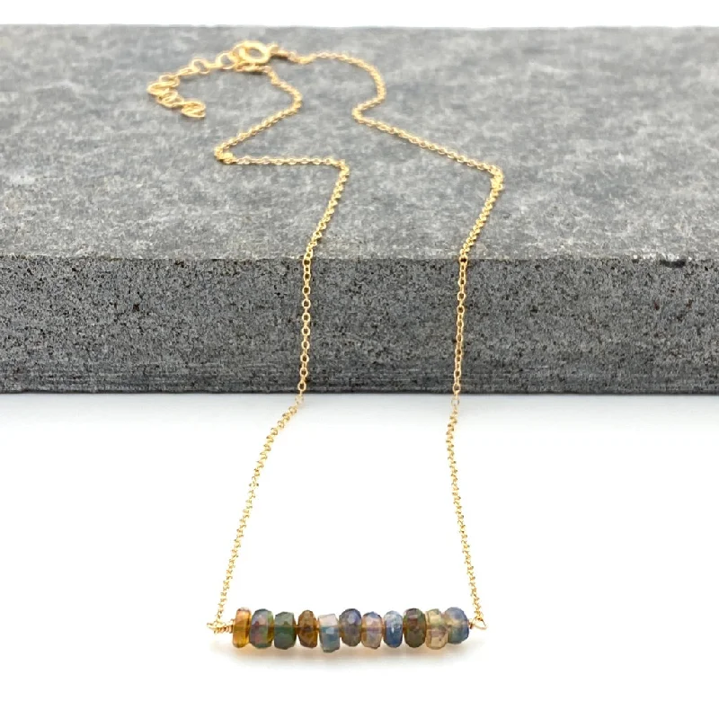 women short necklaces -October Birthstone BLACK OPAL - Branch Necklace