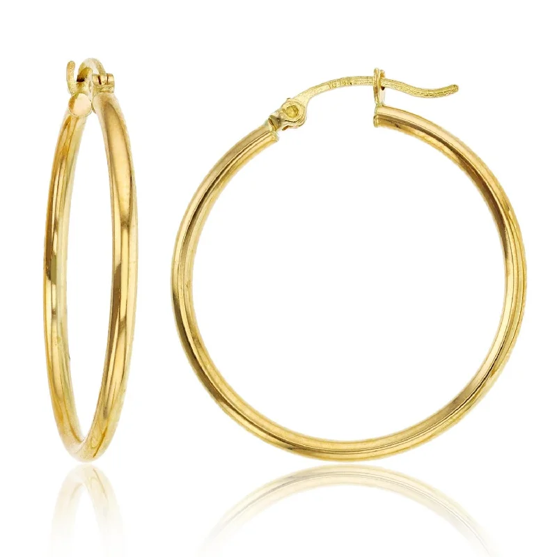 women luxury gold earrings -10KT Yellow Gold 2X30MM Hoop Earrings