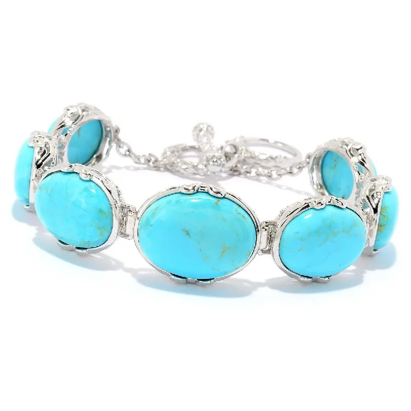 women diamond bracelets -Dallas Prince Designs Sterling Silver 7.5" Mohave Turquoise Toggle Bracelet