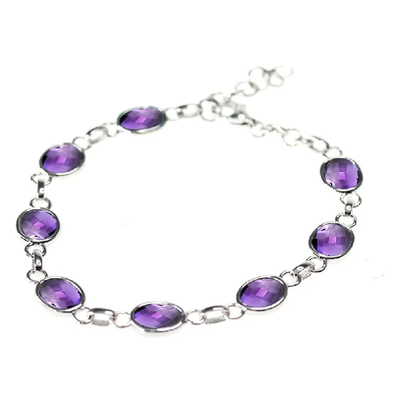 women tennis bracelets -925 Sterling Silver African Amethyst Bracelet