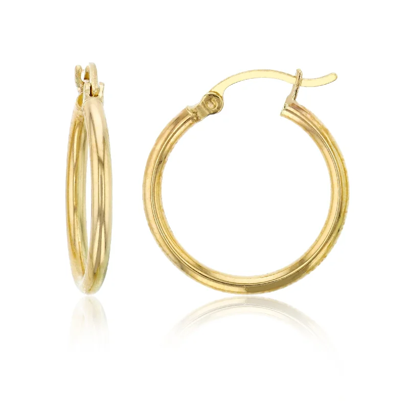 women personalized earrings -10KT Yellow Gold 2X20MM Hoop Earrings