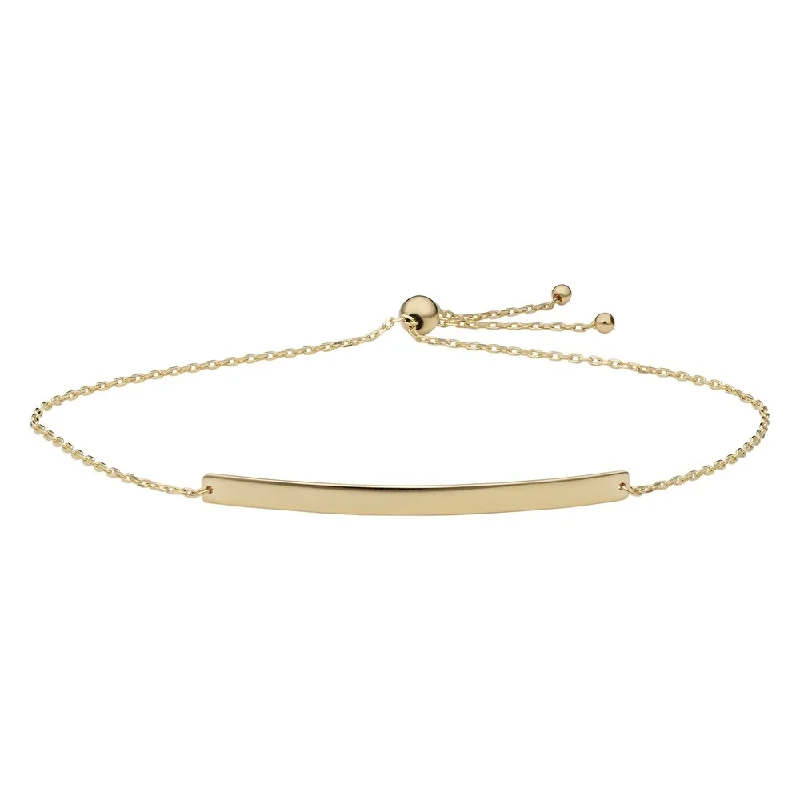 women bangle bracelets -14k Yellow Gold Curved Bar Bolo Bracelet (fits up to 9 inches)