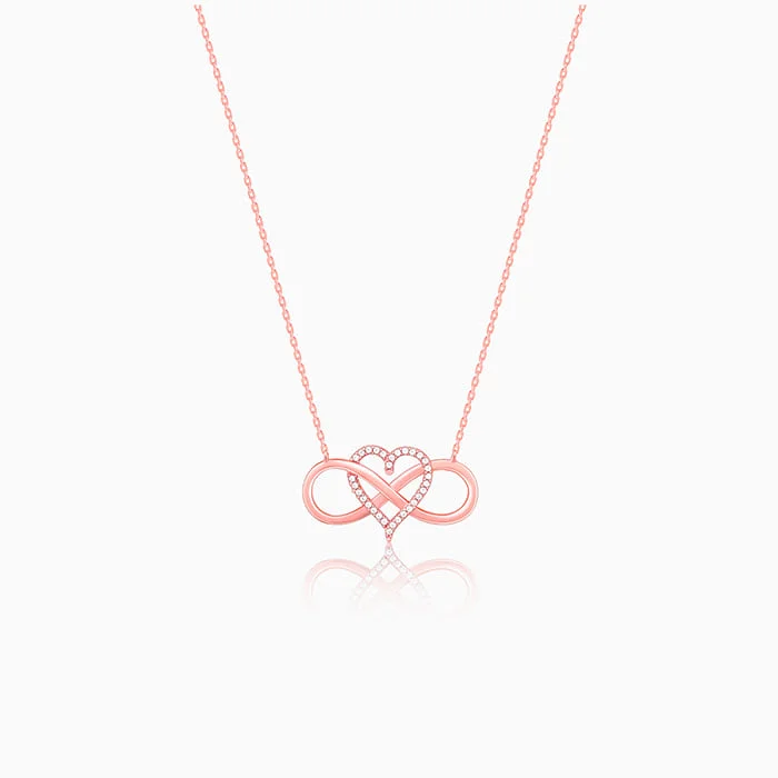 women infinity necklaces -Rosegold Infinity Heart Necklace