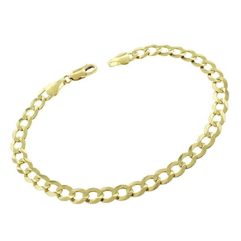 women gold bracelets -14K Yellow Gold 5.5MM Solid Cuban Curb Link Diamond-Cut Pave Bracelet 8.5", Gold Bracelet for Men & Women, 100% Real 14K Gold