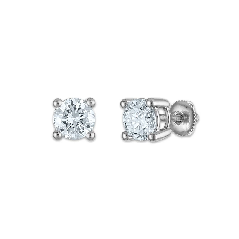 women gemstone stud earrings -EcoLove 3 CTW Lab Grown Diamond Stud Earrings in 10KT White Gold