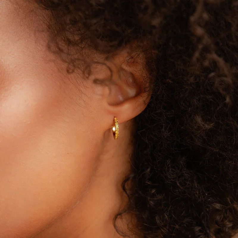 women trendy gold earrings -Citrine Pave Huggies