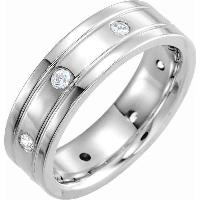 women trendy engagement rings -1/2 Ct. Round Cut Bezel Set Men's Diamond Ring 7mm Width G Color VS2 Clarity