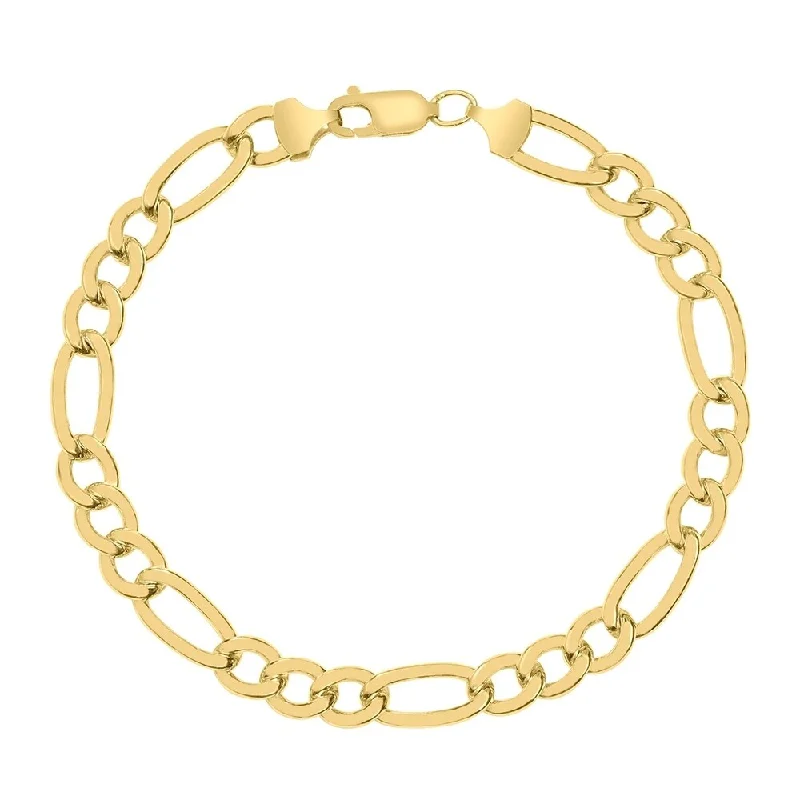 women bangle bracelets -14K Yellow Gold Filled 7.8MM Figaro Bracelet with Lobster Clasp