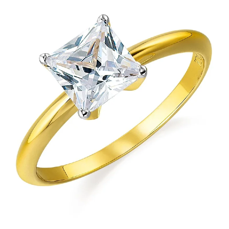 women engagement ring sets -2 ct. Princess Cut  Solitaire Ring