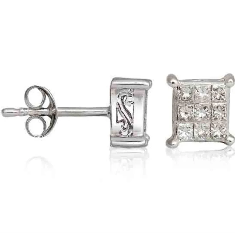 women designer earrings -1/4 CTW Diamond Stud Earrings in 14KT White Gold