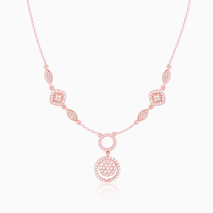 women sapphire necklaces -Rose Gold Radiant Halo Necklace