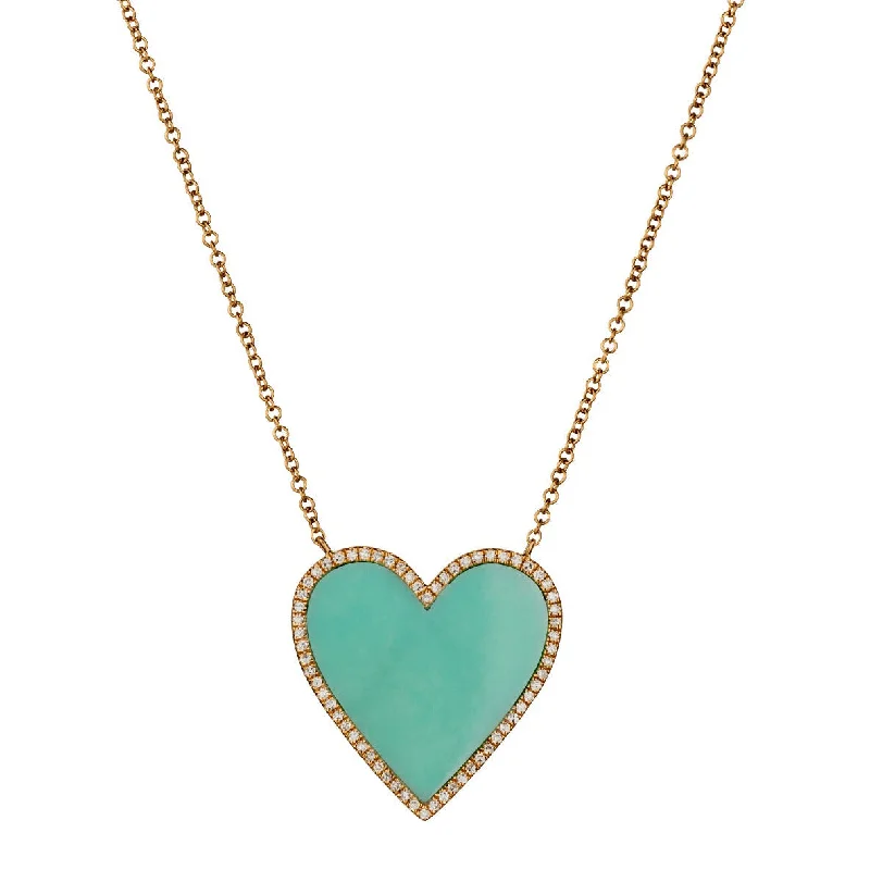 women handmade necklaces -TURQUOISE & DIAMOND HEART NECKLACE