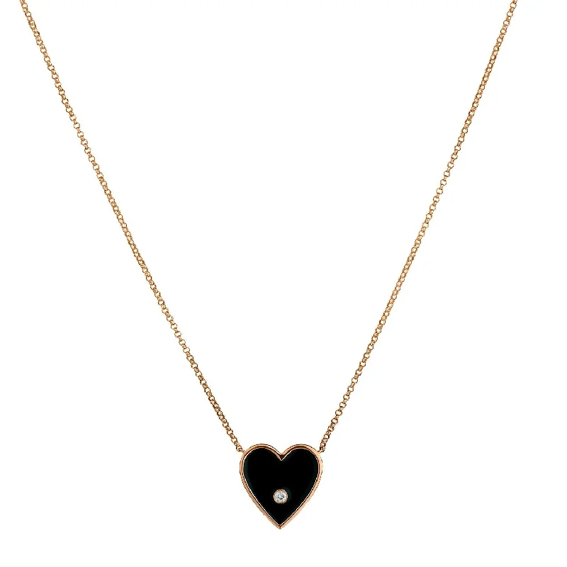 women pearl necklaces -ENAMEL & DIAMOND HEART NECKLACE