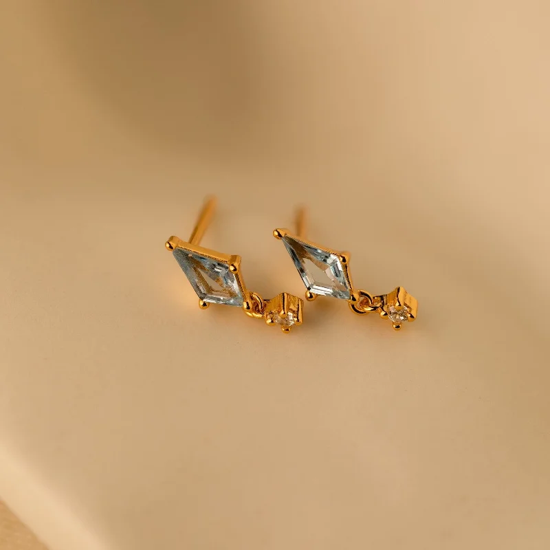 women dazzling earrings -Aquamarine Kite Drop Earrings