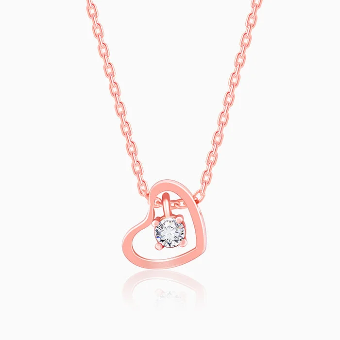 women personalized necklaces -Rose Gold Whole Heart Necklace