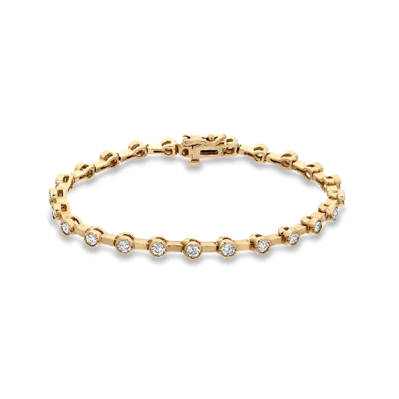 women rose gold bracelets -Auriya 2 3/4ctw Modern Bezel Diamond Tennis Bracelet 14k Yellow Gold - 7-inch