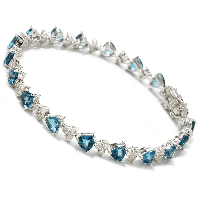 women luxury gold bracelets -Sterling Silver London Blue Topaz and White Topaz Tennis Bracelet