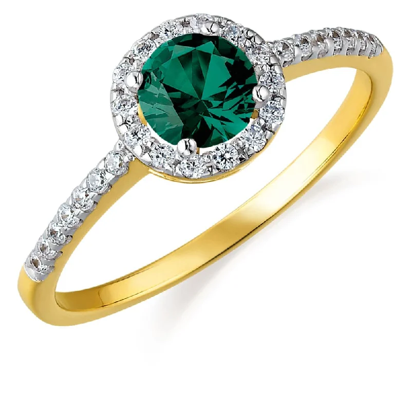 women stackable rings -Tru-Emerald Posh Halo Ring