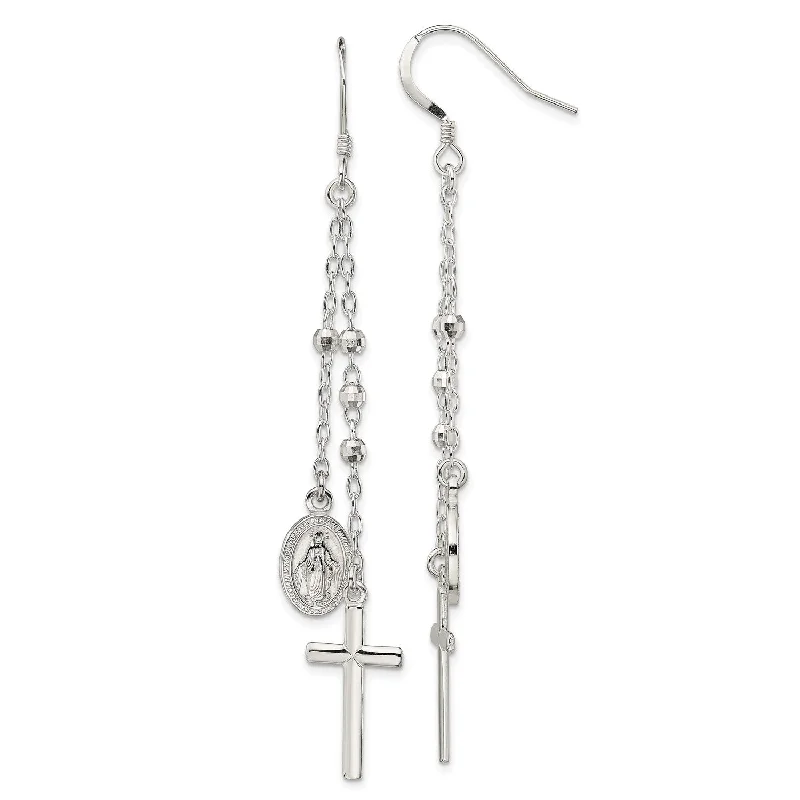 women stud earrings for women -Sterling Silver Drop & Dangle Cross Earrings