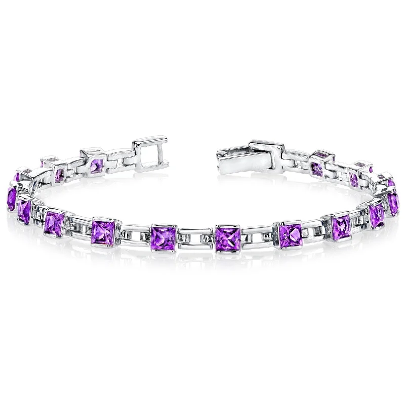 women trendy bracelets -4.5 ct Amethyst Tennis Bracelet in Sterling Silver