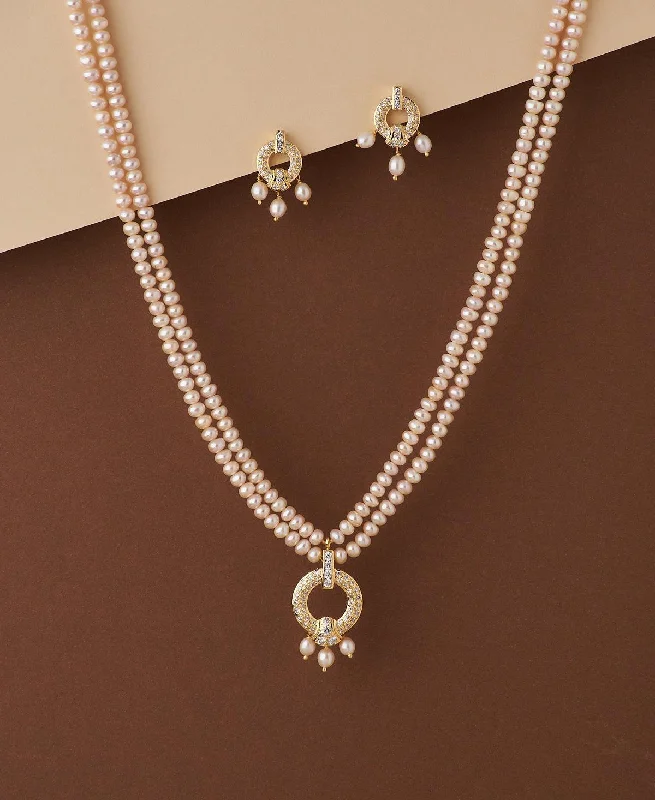 women bridal jewelry necklaces -Trendy Real Pearl Necklace Set