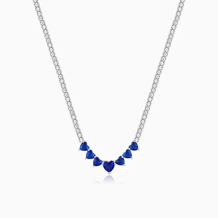 women high-quality necklaces -Silver Blue Heart Necklace