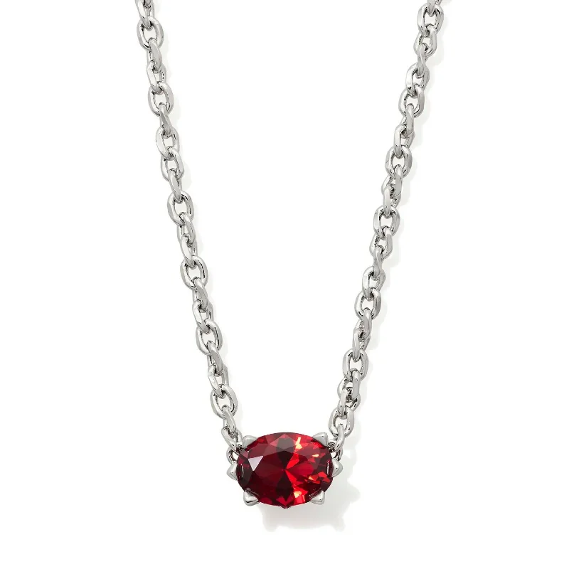 women statement chain necklaces -Kendra Scott | Cailin Silver Pendant Necklace in Red Crystal