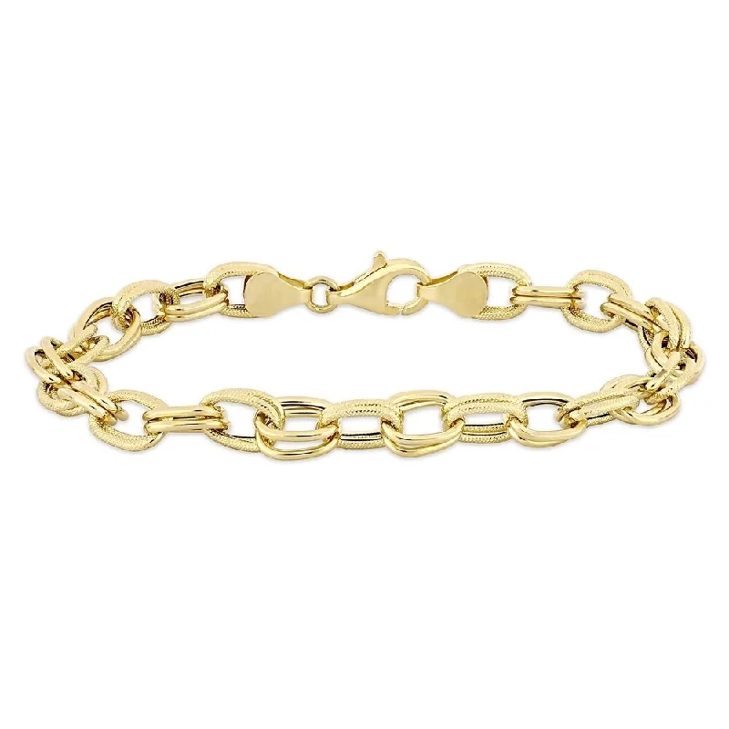 women stacking bangles -Miadora 14k Yellow Gold Double Oval Link Bracelet