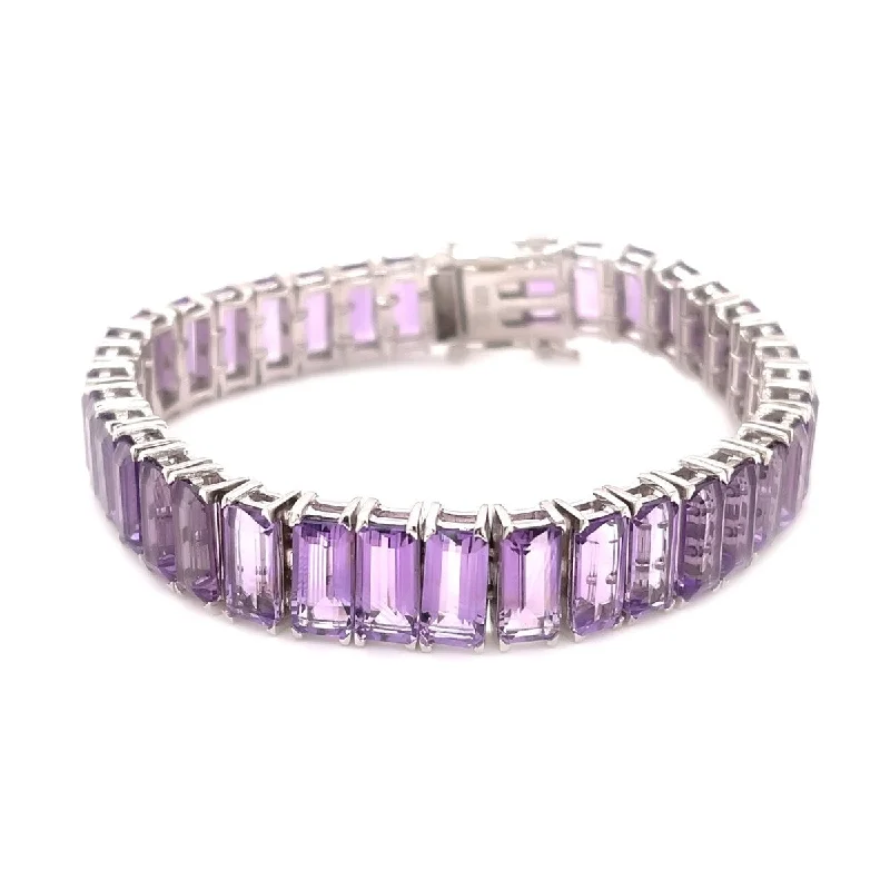 women engraved bracelets -925 Sterling Silver African Amethyst Gemstone Tennis Bracelet