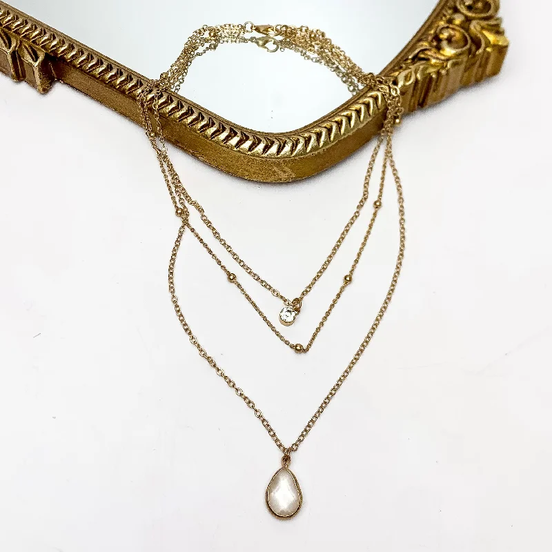 women sterling silver necklaces -Plain as Day Multi Strand Gold Tone Chain Necklace