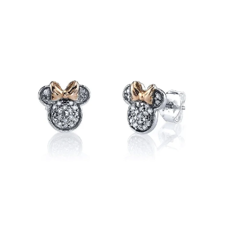 women luxury diamond earrings -Disney 14KT Rose Gold Plated Sterling Silver and Cubic Zirconia Stud Minnie Mouse Earrings