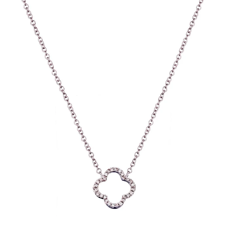 women sterling silver necklaces -OPEN DIAMOND FLOWER NECKLACE